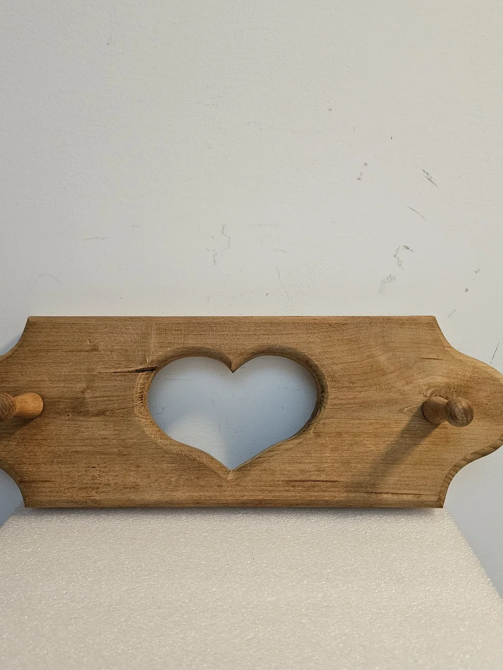 Rustic Heart Cutout Wooden Wall Hook - Natural Brown